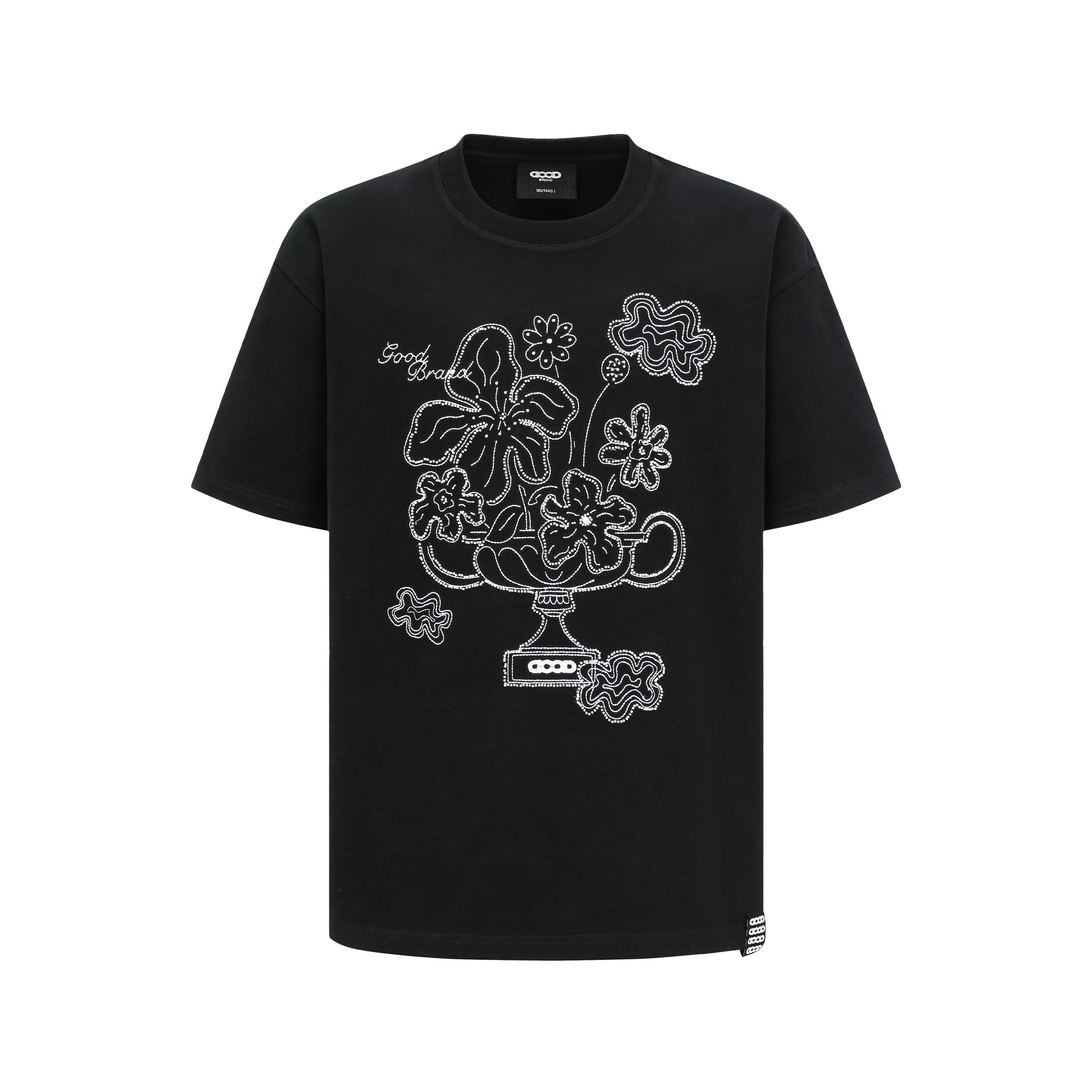 GOODBRAND Blooming Flowers Tube Bead Embroidered Tee