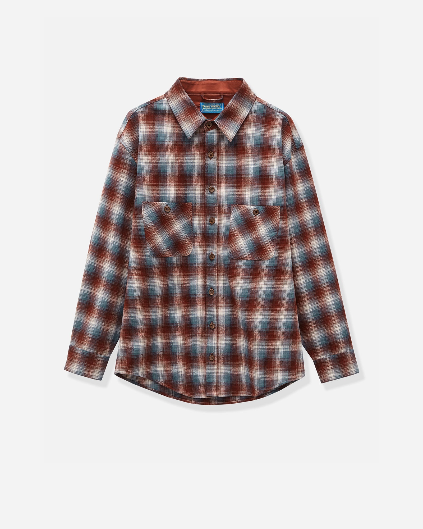 Epide Prefab Wooden Button Indigo-Dyed Vintage Plaid Patchwork Casual Shirt