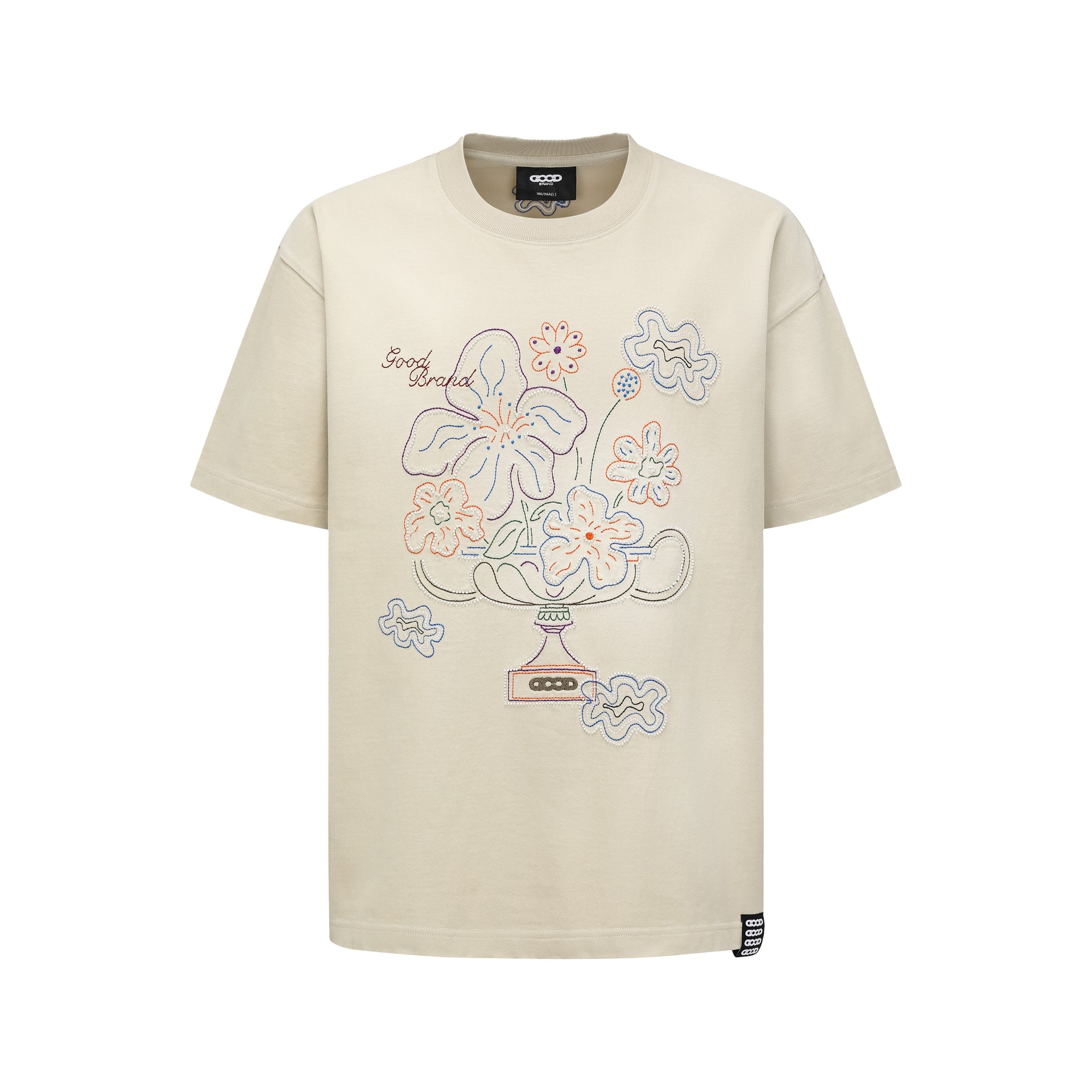 GOODBRAND Blooming Flowers Tube Bead Embroidered Tee