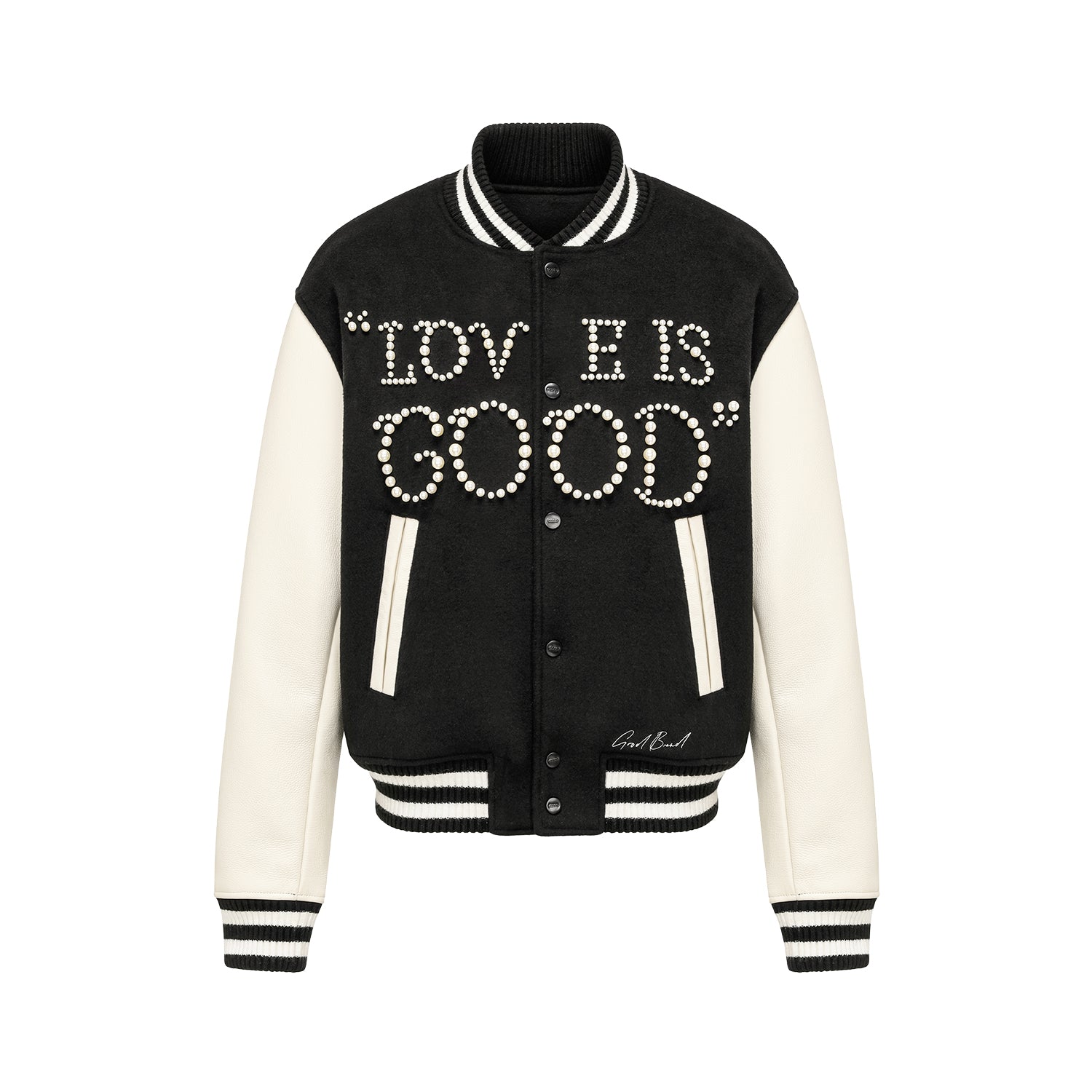 GOODBRAND 2024F/W LOVE IS GOOD Classic Slogan Color Block Baseball Jacket