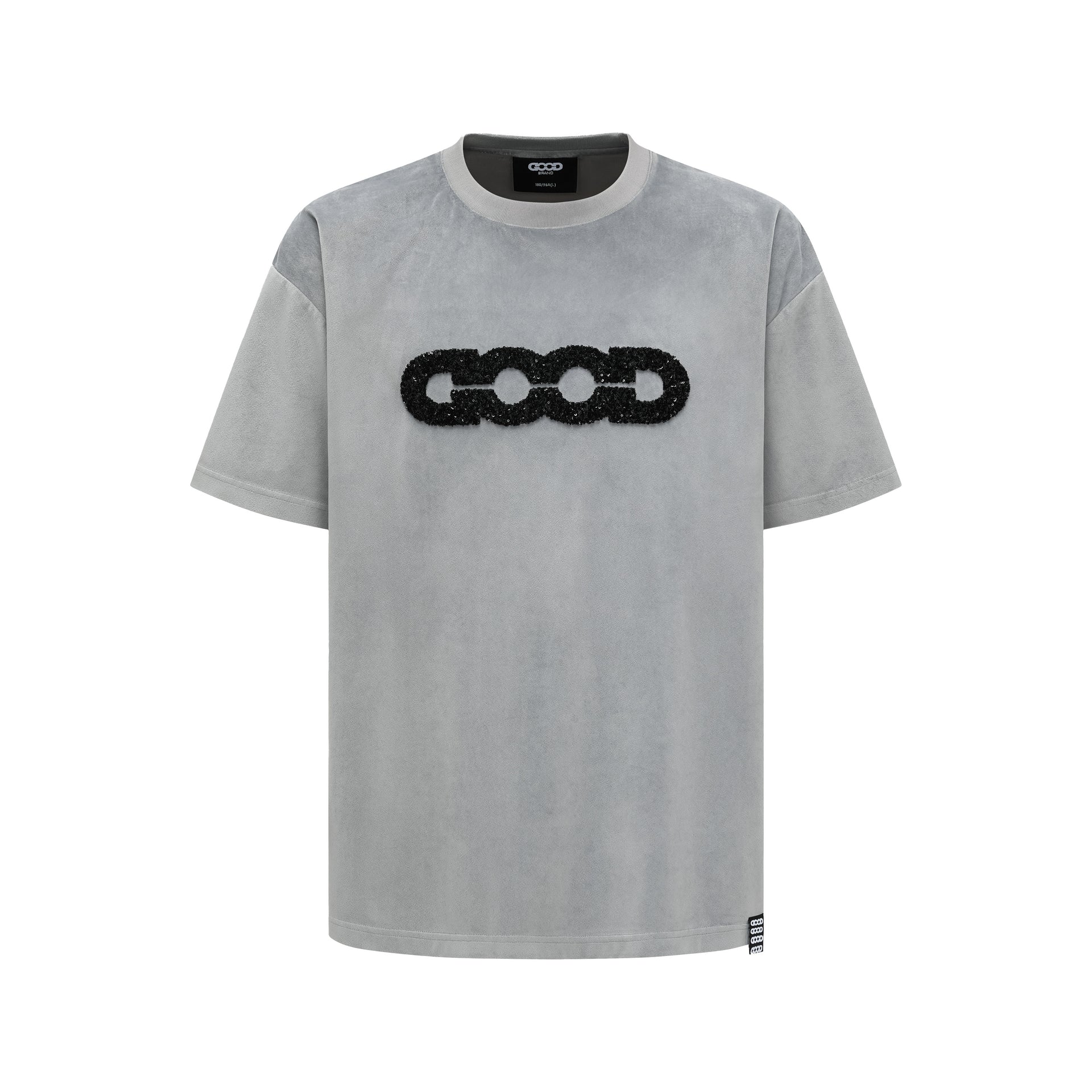 GOODBRAND GOOD Sequin Embroidered Velvet LOGO Tee