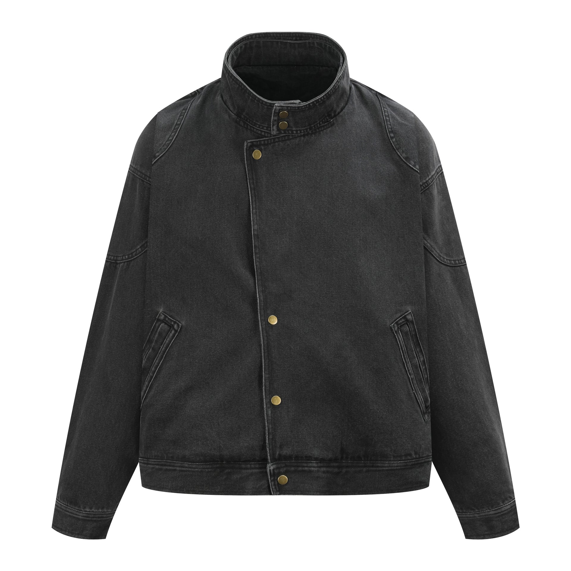 OaOO 'OVERLAPPING SHADOW' Deconstructed Denim Jacket with Stand Collar