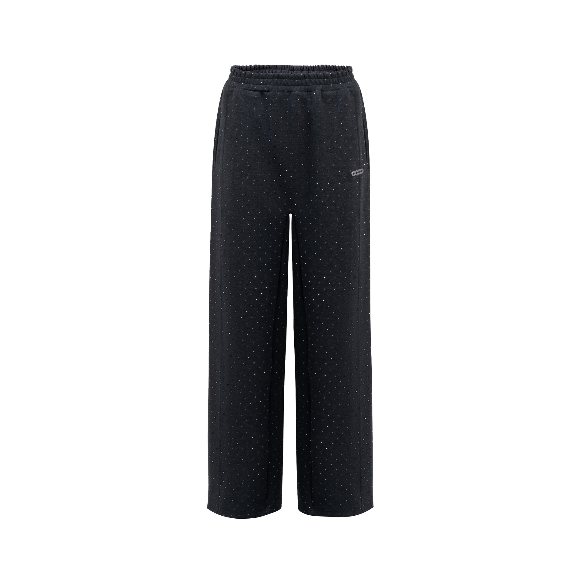 GOODBRAND 2024F/W Shimmering Silver Starry Rhinestone Air Layer Sweatpants