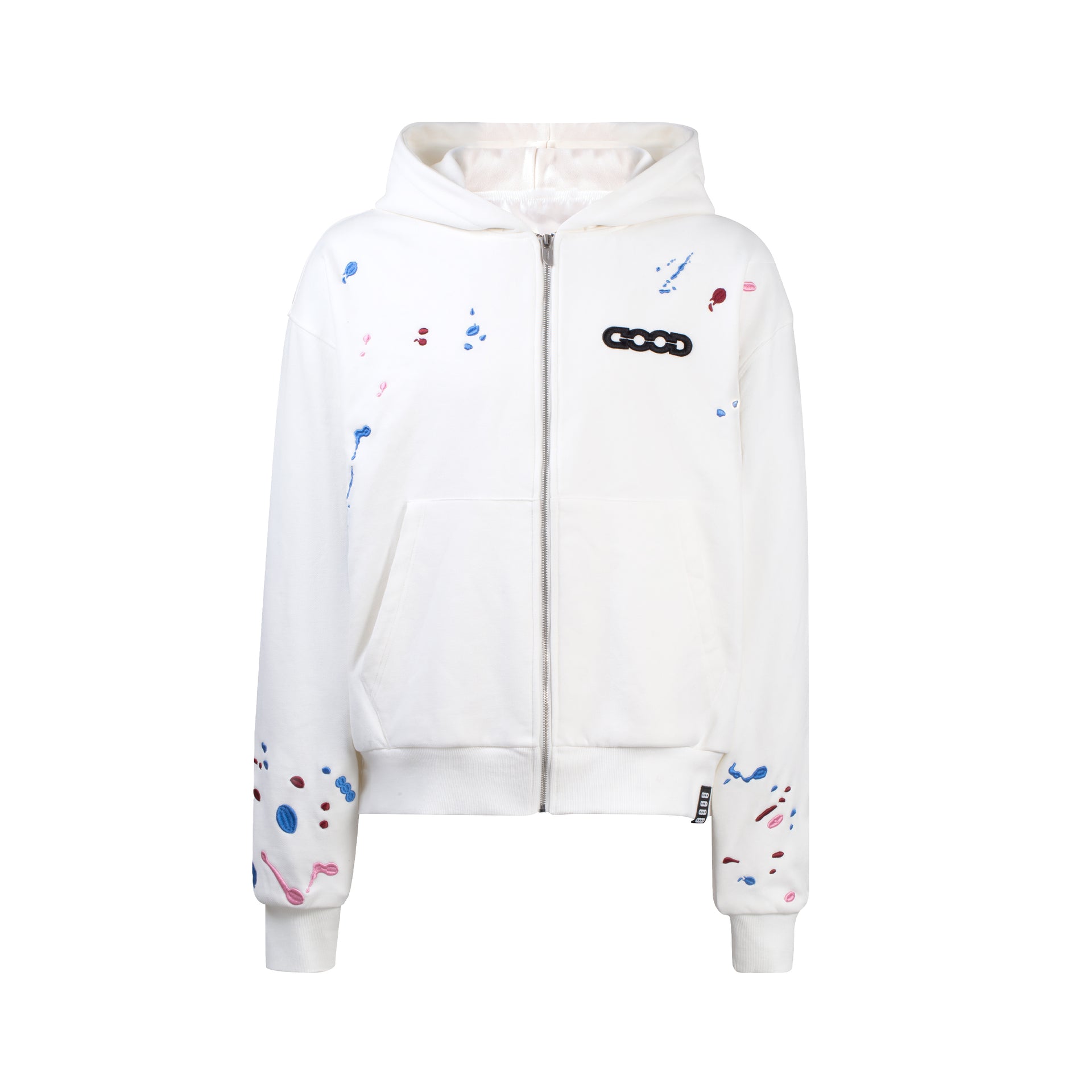 GOODBRAND 2024F/W Candy Embroidery Splatter Cardigan Hooded Sweatshirt