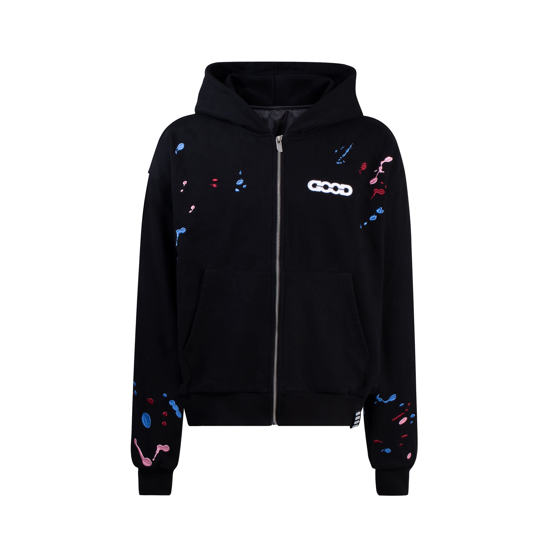 GOODBRAND 2024F/W Candy Embroidery Splatter Cardigan Hooded Sweatshirt