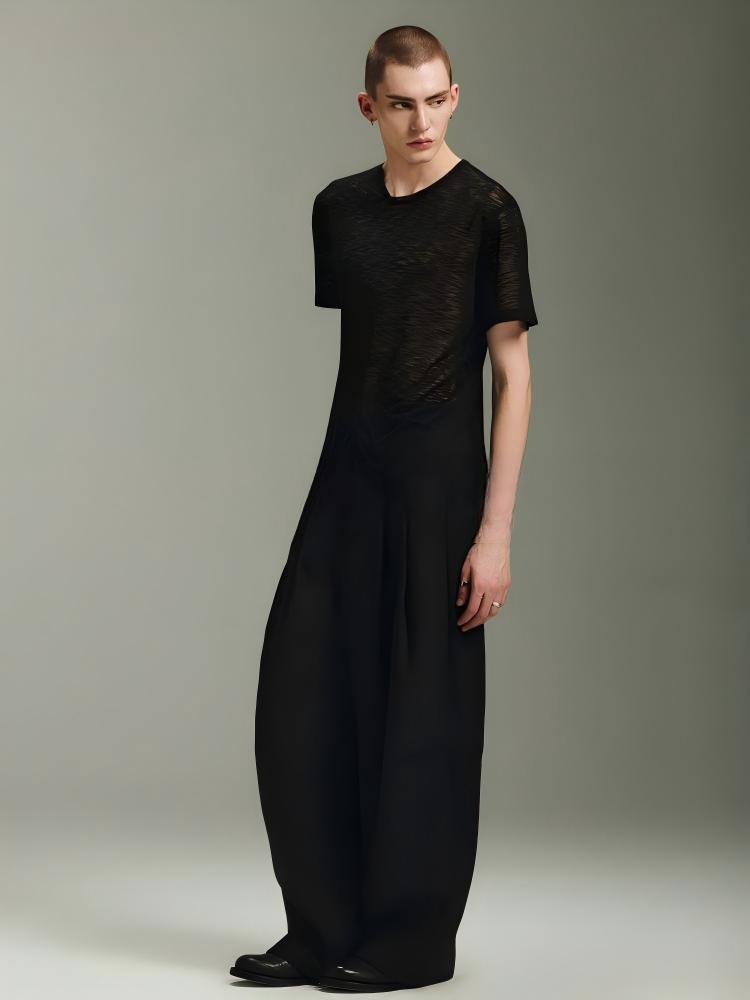 Not Boring Sheer Knit Oversized Short-Sleeve Top