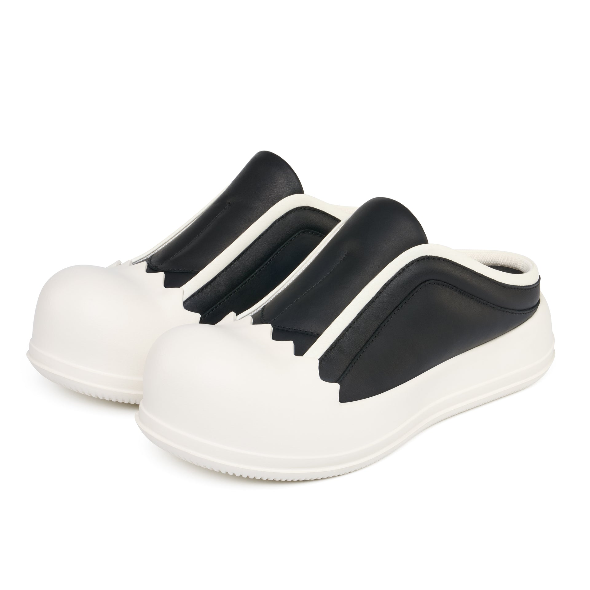 RHIME USA Jagged Trim Thick Sole Egg Head Backless Slip On Shoes