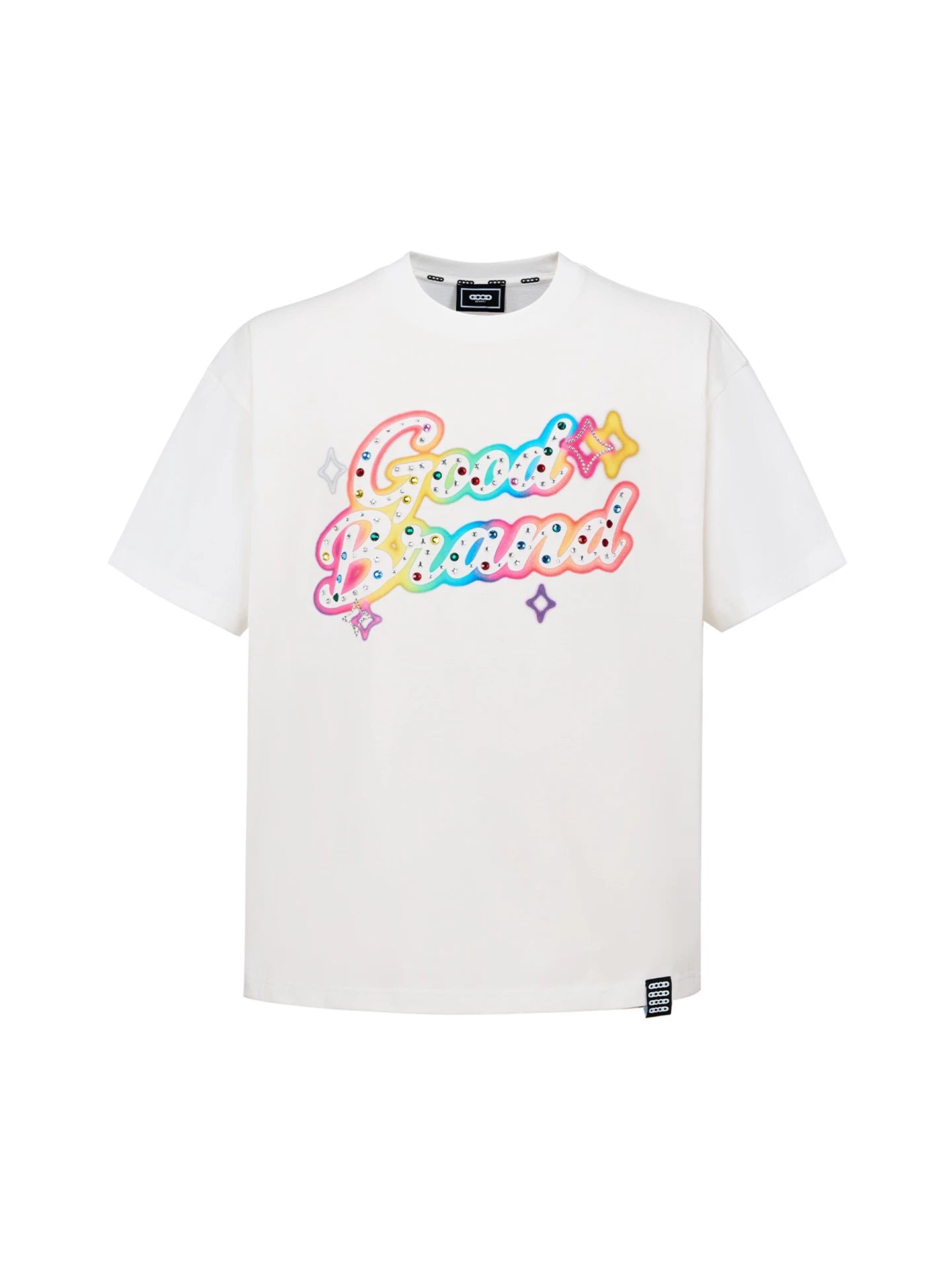 GOODBRAND 26SSGradient Rhinestone Slogan T-shirt