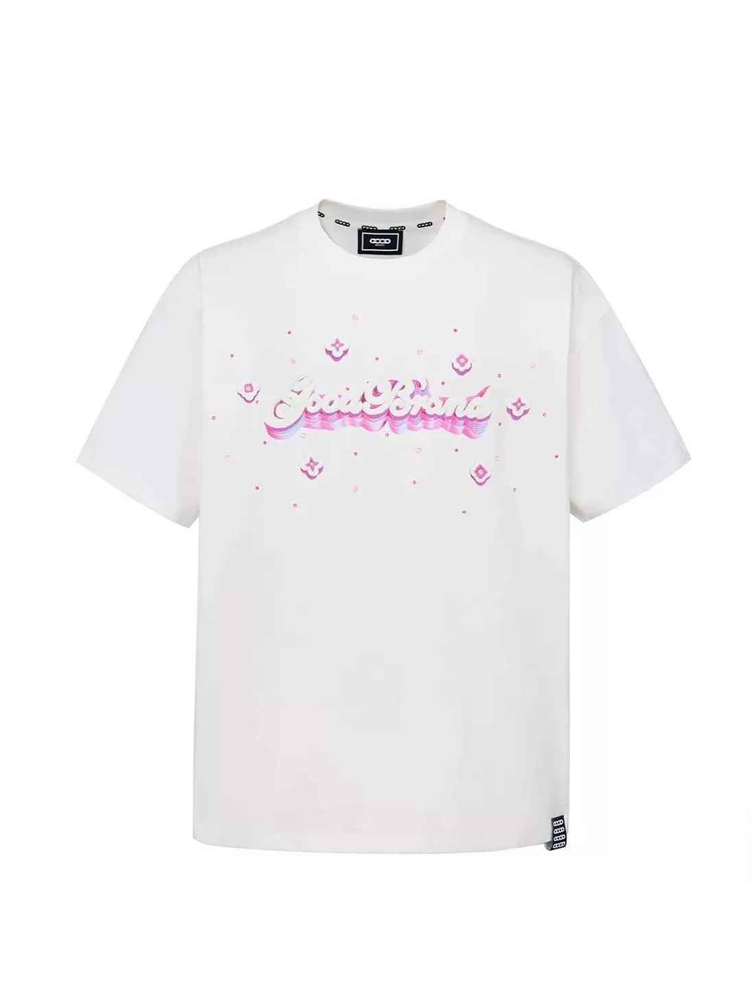 GOODBRAND 26SS 3D Floral Cord Embroidery Rhinestone T-shirt