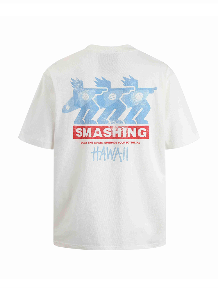 SMASHING Hawaii Limited Surfer Print Distressed White Oversized T-Shirt