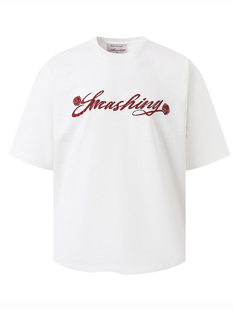 SMASHING Las Vegas Limited Dice & Chain Print Oversized White T-Shirt