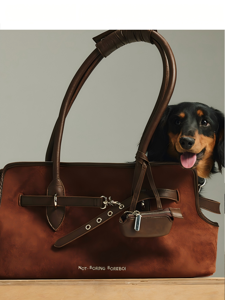 NOT BORING Boreboi Soft Suede Pet Handbag with Detachable Pouch