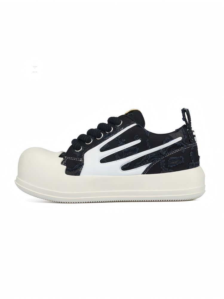 RHIME USA Elevated Thick Sole Distressed Canvas Egg Toe Sneaker