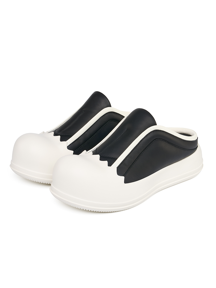RHIME USA Jagged Trim Thick Sole Egg Head Backless Slip On Shoes
