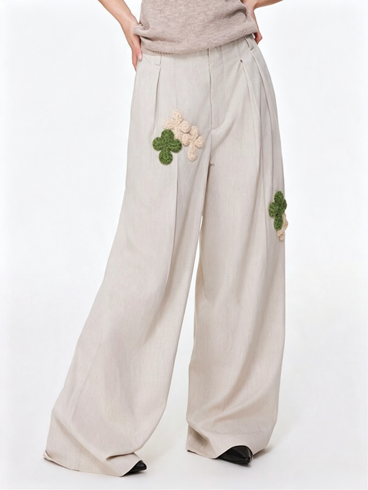 Not Boring Wrinkle‑Resistant Neutral Wide‑Leg Pants