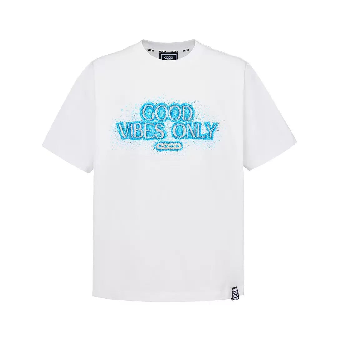 GOODBRAND 26SS Blue Galaxy Beaded Slogan Unisex T-shirt