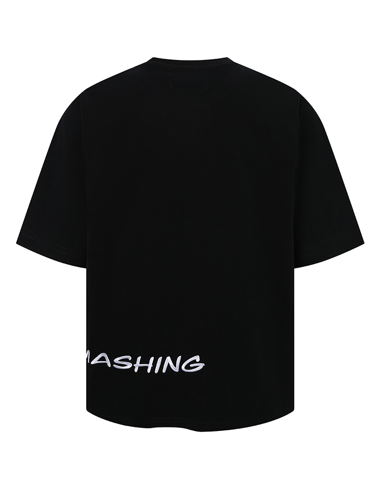 SMASHING Lace Dog Patch Embroidered Oversized Black T-Shirt