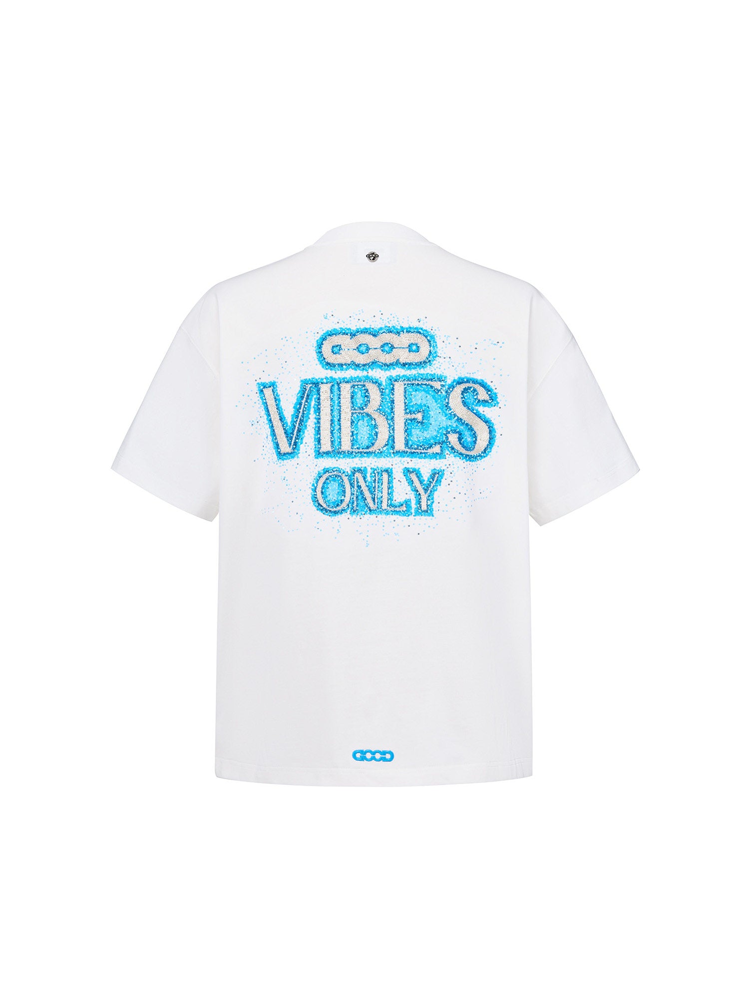 GOODBRAND 26SS Blue Galaxy Beaded Slogan Unisex T-shirt