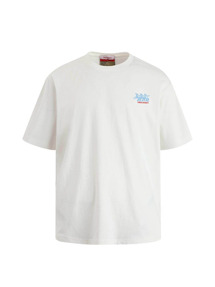 SMASHING Hawaii Limited Surfer Print Distressed White Oversized T-Shirt