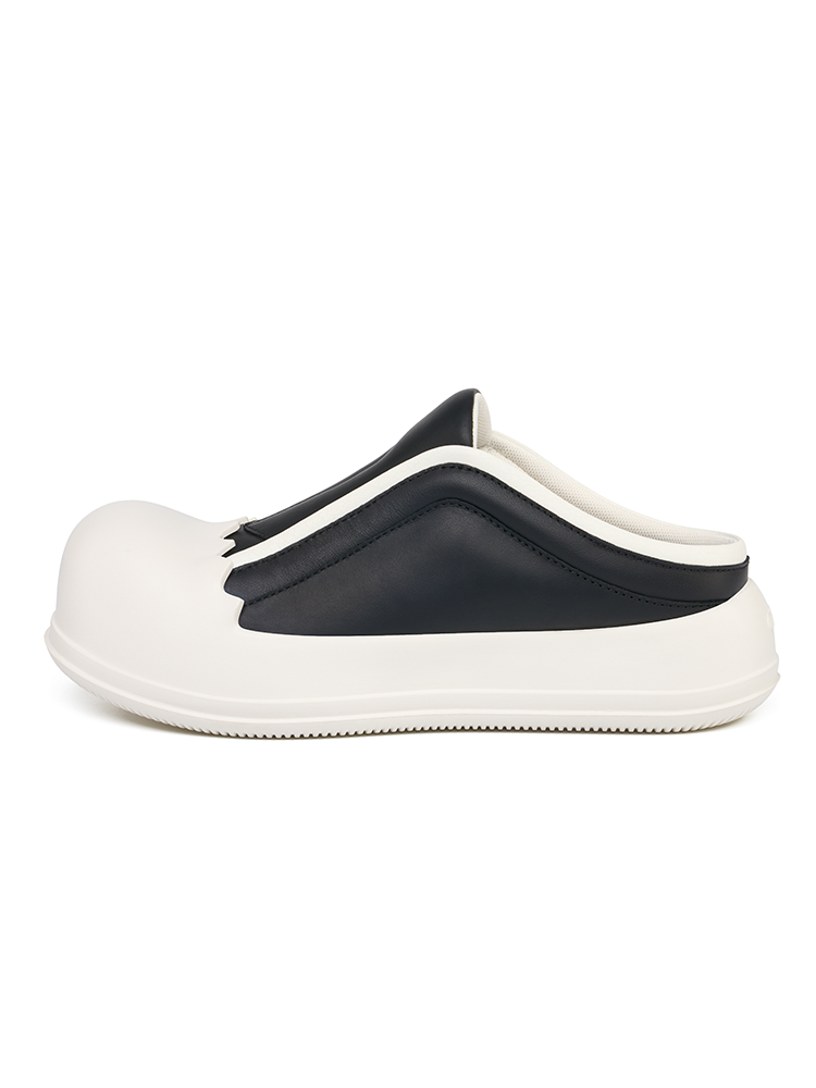 RHIME USA Jagged Trim Thick Sole Egg Head Backless Slip On Shoes