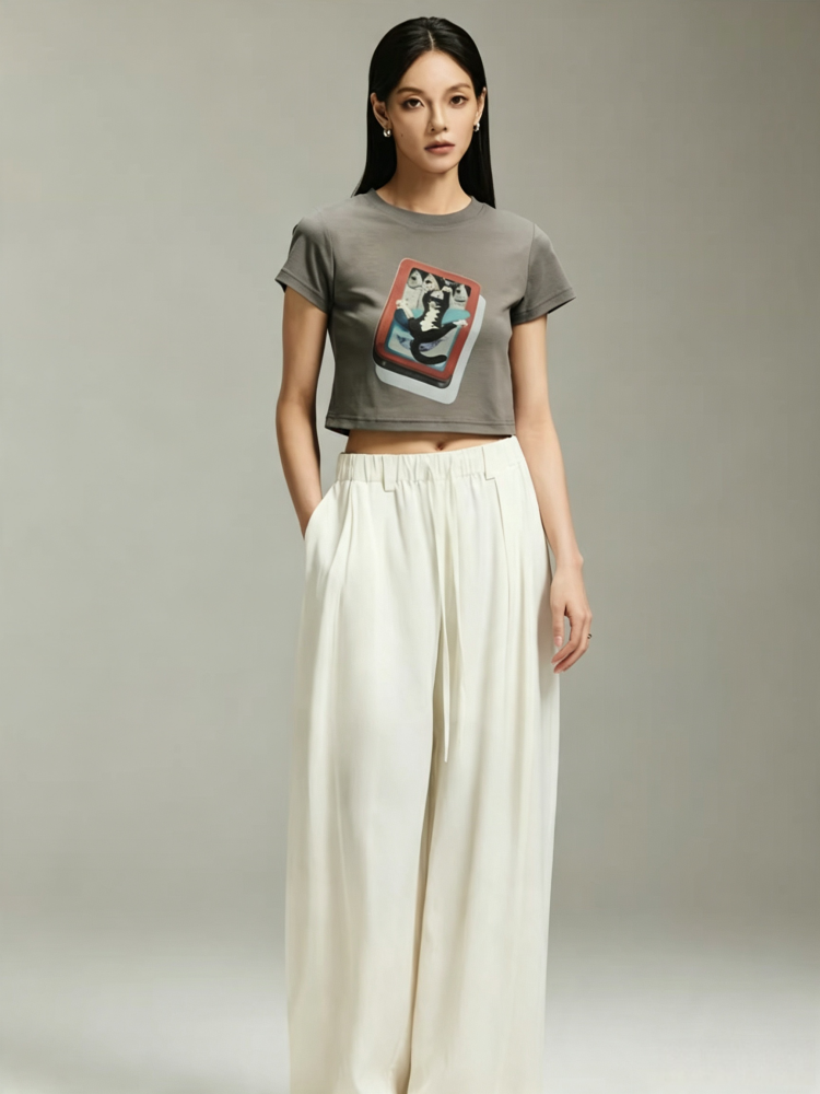 Not Boring Drawstring Loose Unisex Wide‑leg Pants