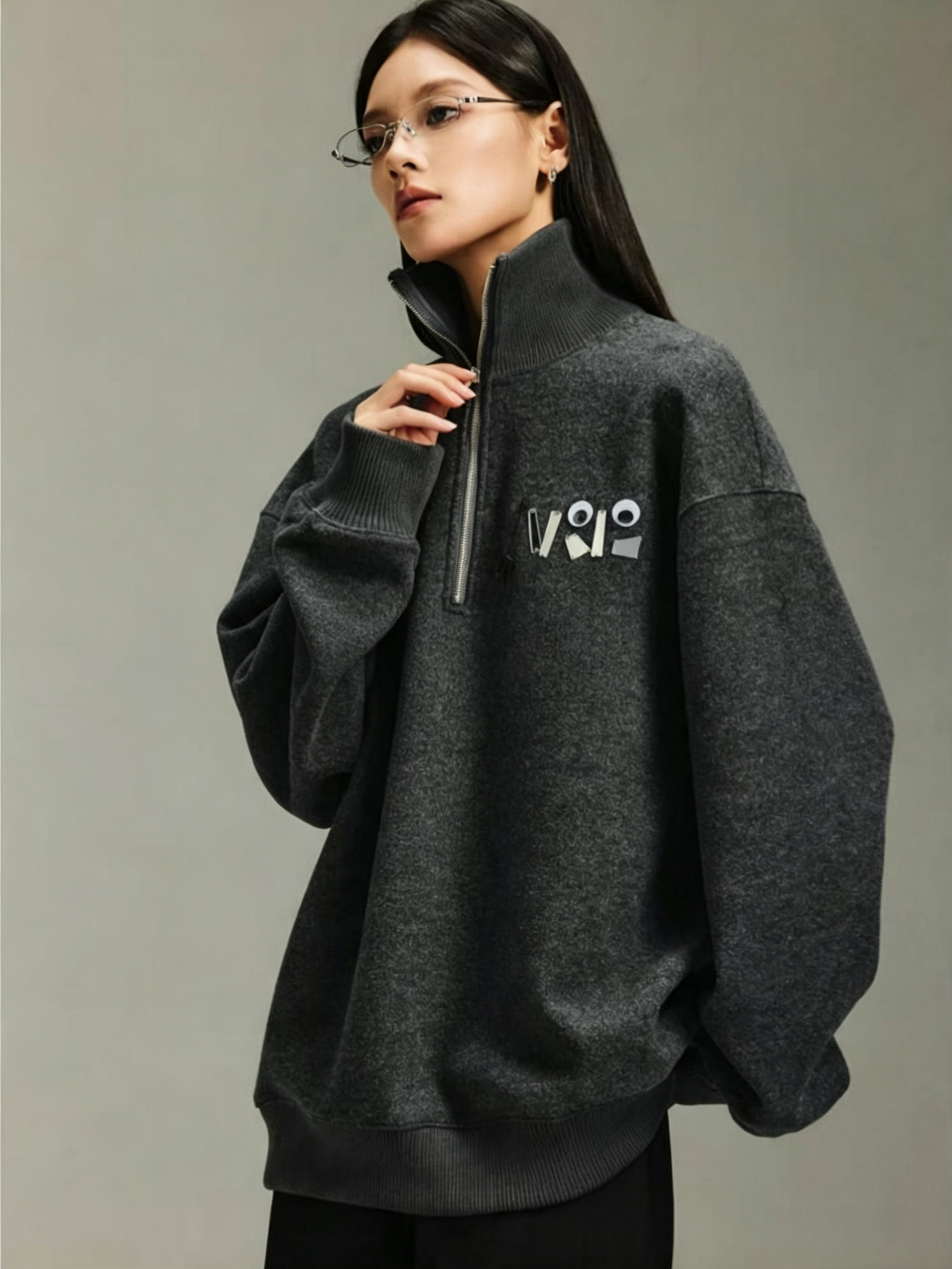 Not Boring Half Zip Turtleneck Sweatshirt