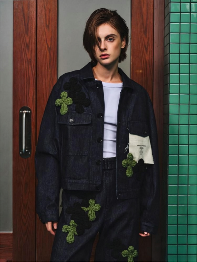 Not Boring Indigo Cropped Denim Jacket
