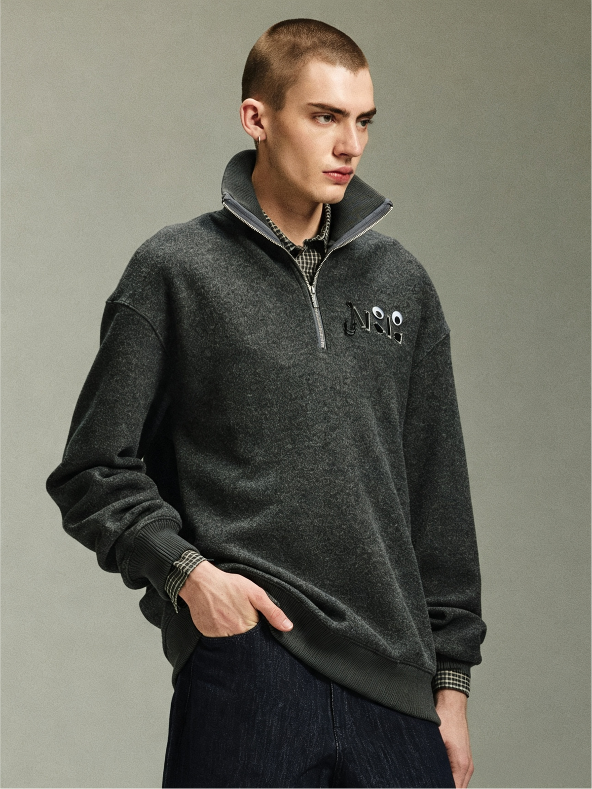 Not Boring Half Zip Turtleneck Sweatshirt