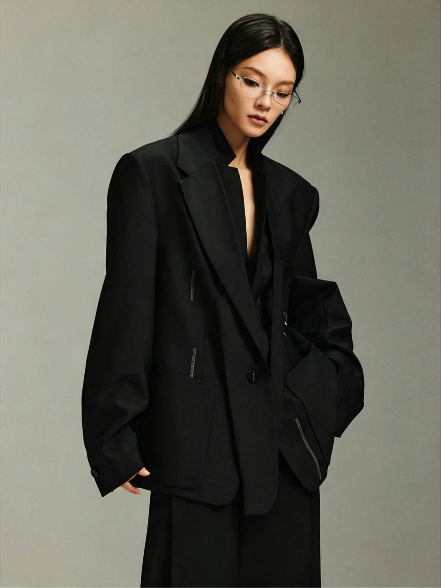 Not Boring Double‑collar Irregular Blazer Coat