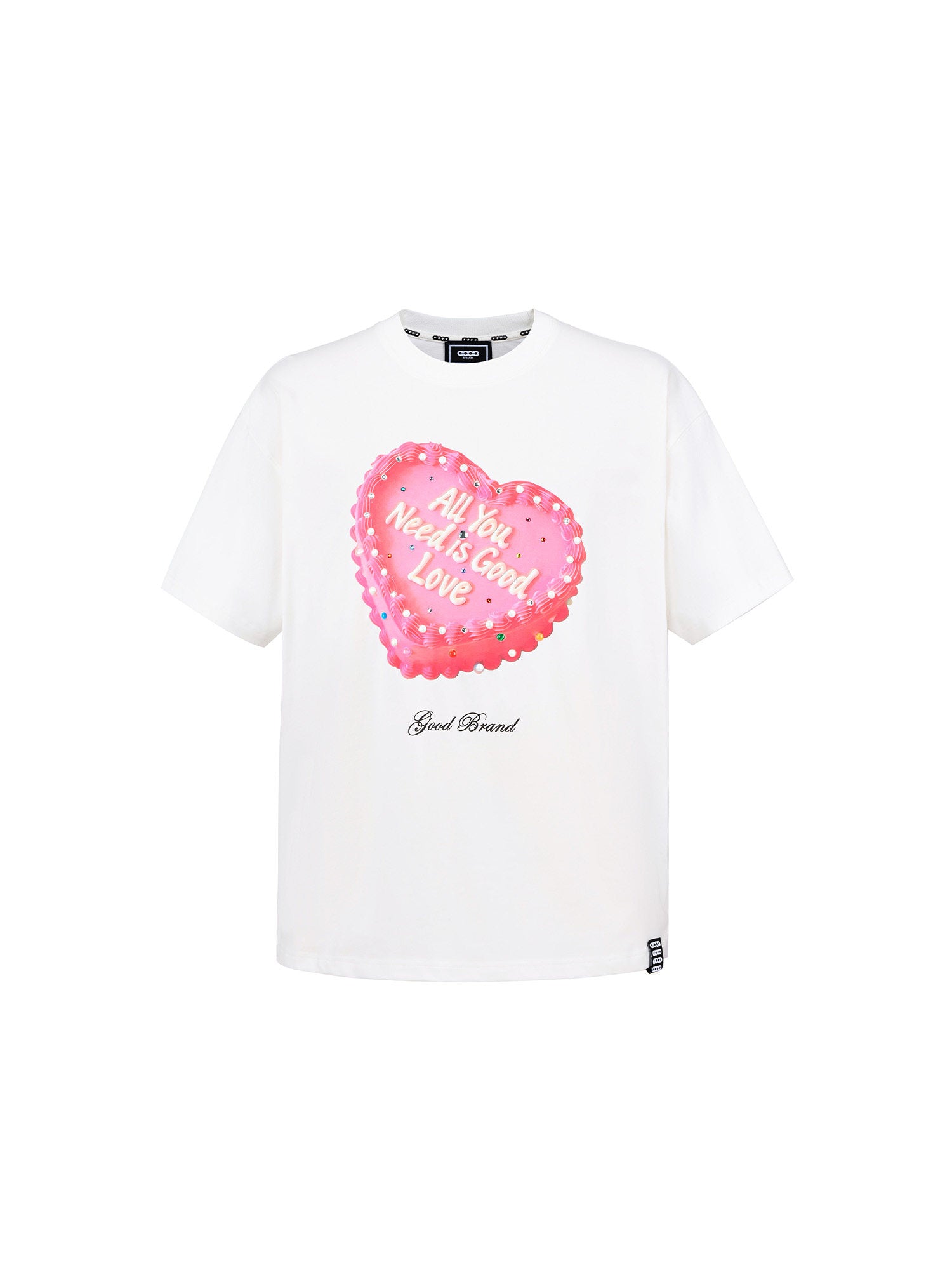 GOODBRAND26SS 520 Limited Heart Cake Rhinestone Puff Print T-shirt