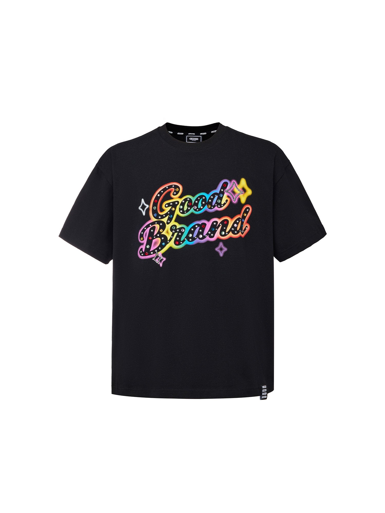 GOODBRAND 26SSGradient Rhinestone Slogan T-shirt