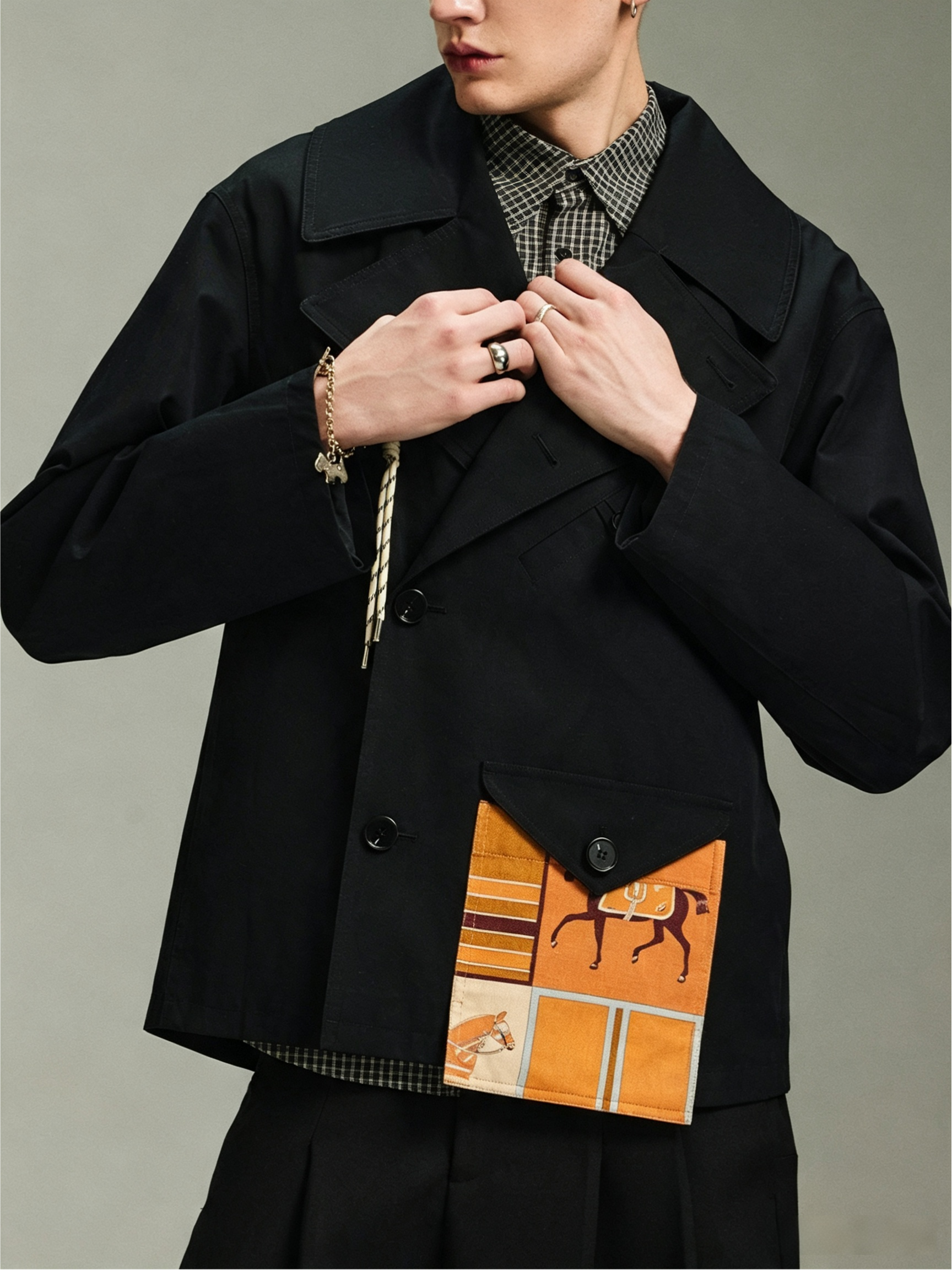 Not Boring Notch Lapel Short Trench Coat, British Androgynous Outerwear