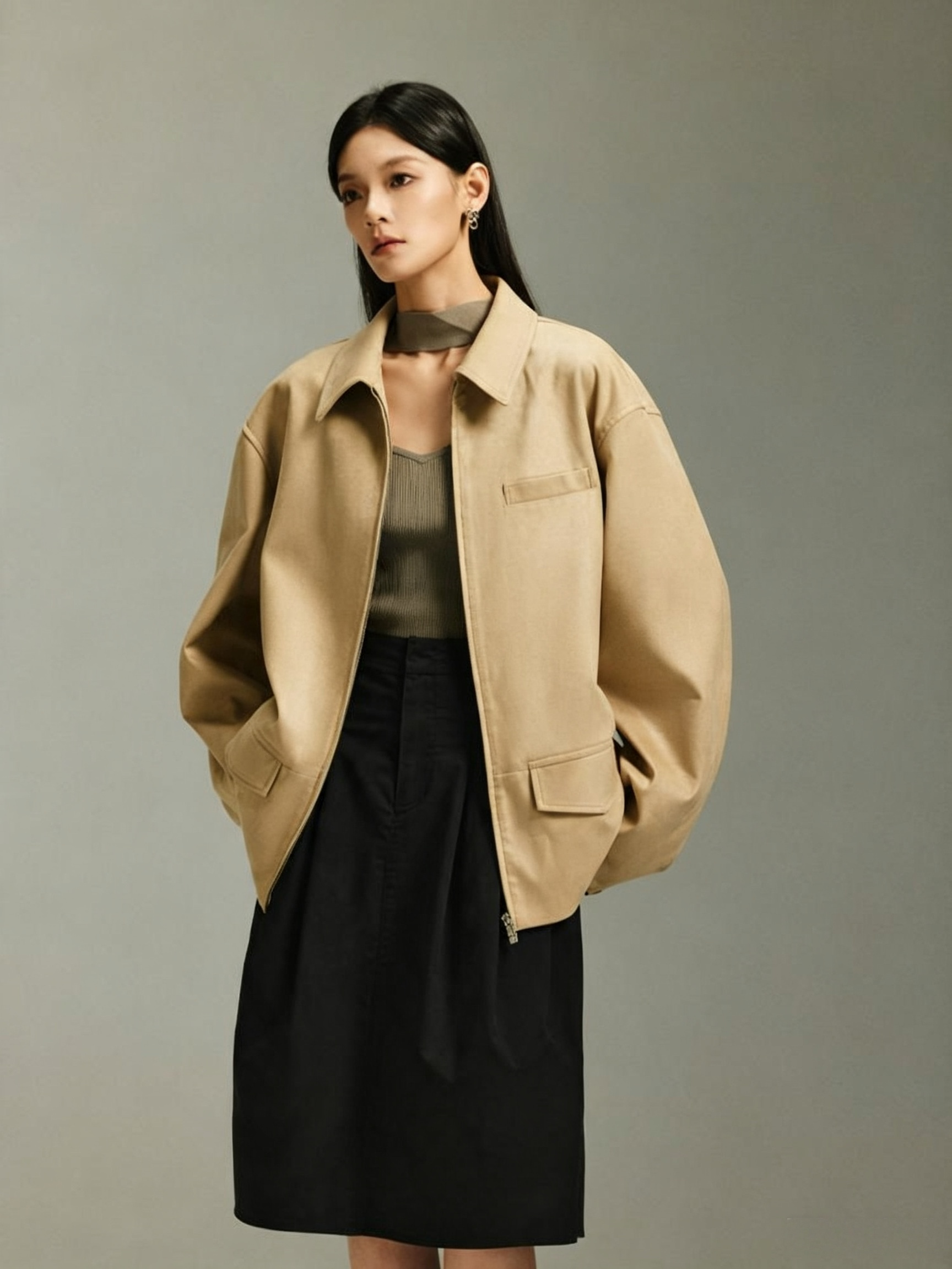 Not Boring Collared Leather Jacket, Vintage Drop‑Shoulder Outerwear