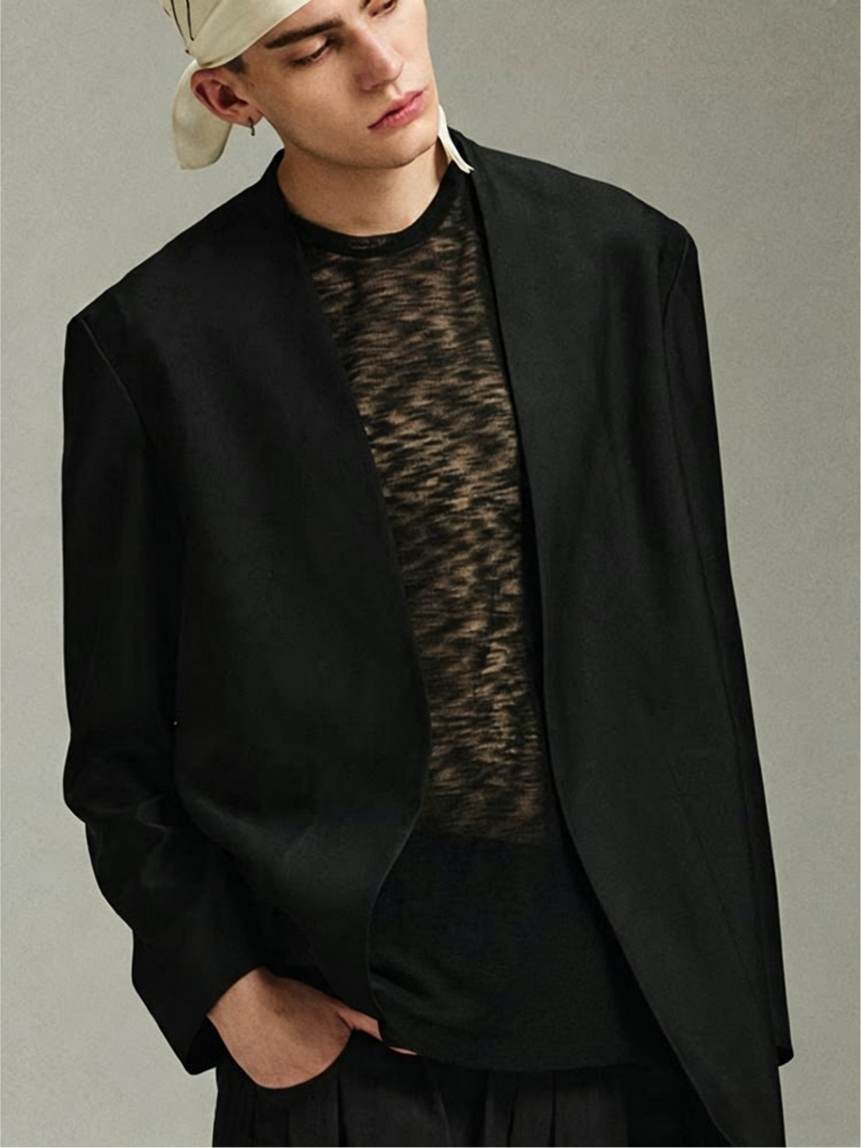 Not Boring Collarless Asymmetrical Blazer