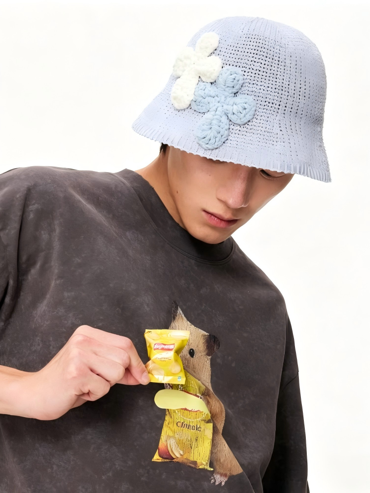 Not Boring Openwork Knit Bucket Hat