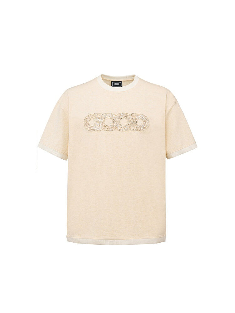 GOODBRAND 26SS Earth Graphic Sequin Embroidery T-Shirt