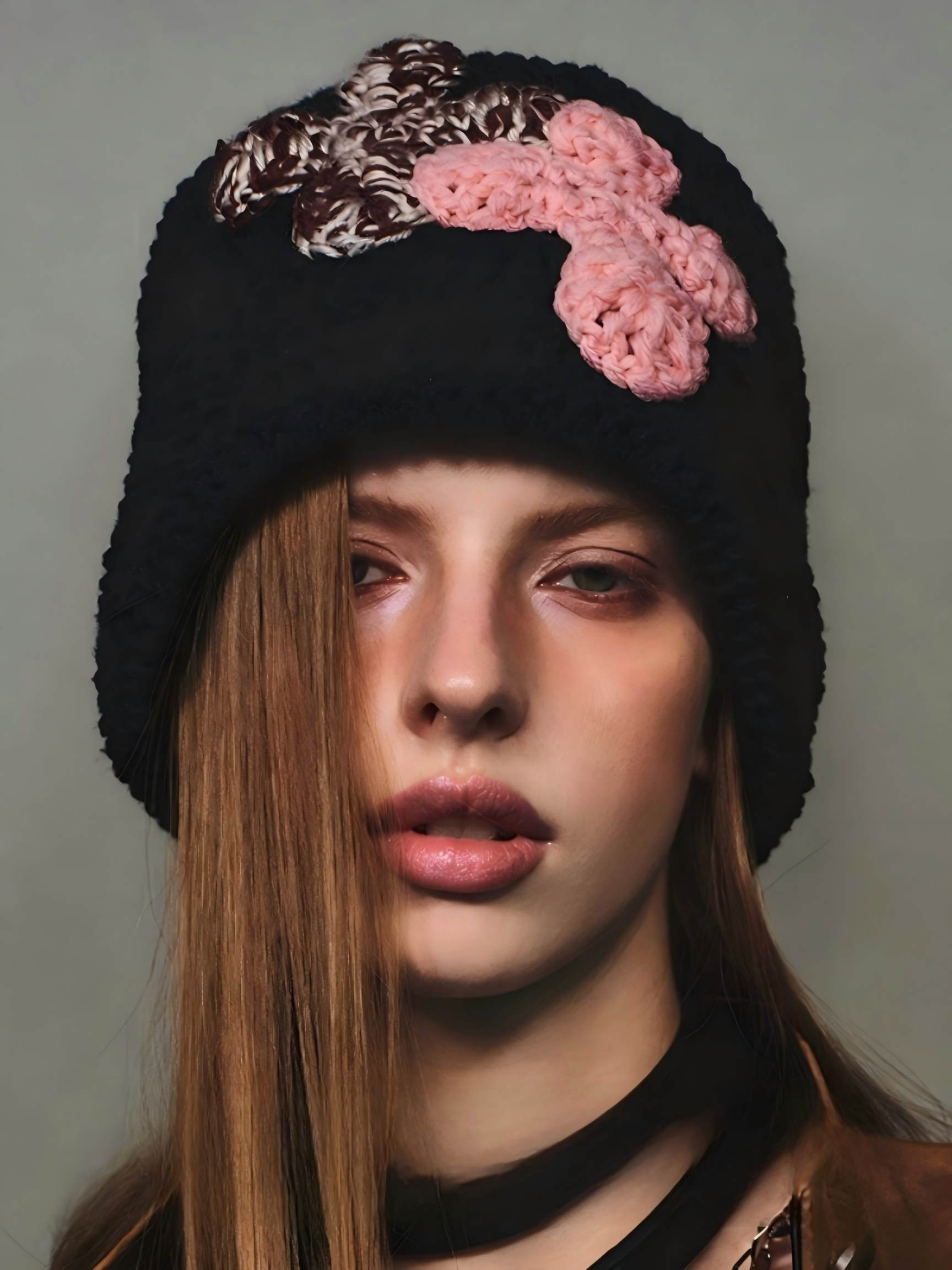 Not Boring Yarn-Embroidered cuffed knit visor beanie