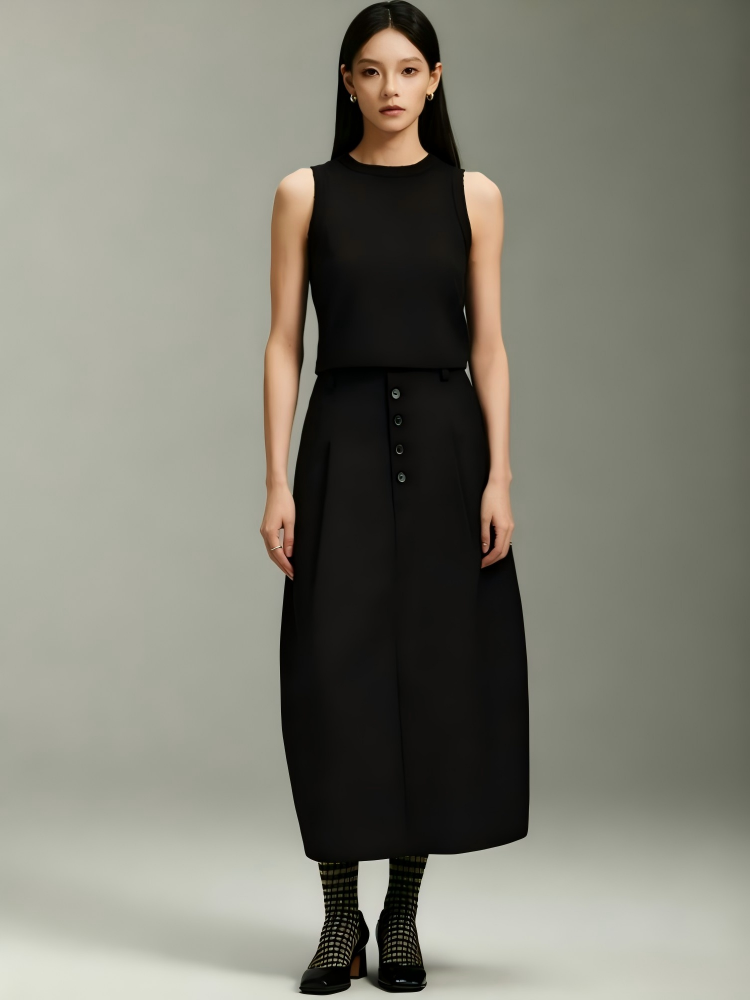 Not Boring Long Midi Skirt