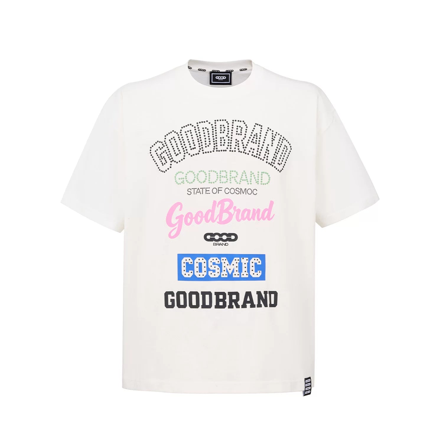 GOODBRAND26SS Rainbow Rhinestone Stacked Logo T-shirt