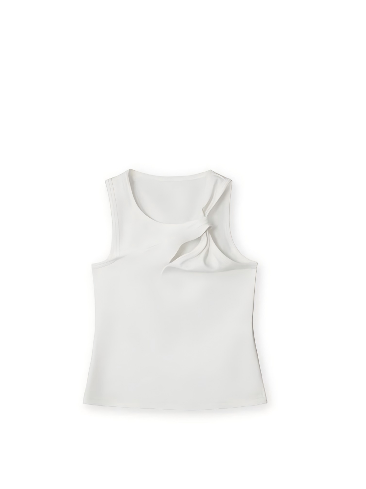 Not Boring Asymmetric One-Shoulder Twist-Neck Tank Top