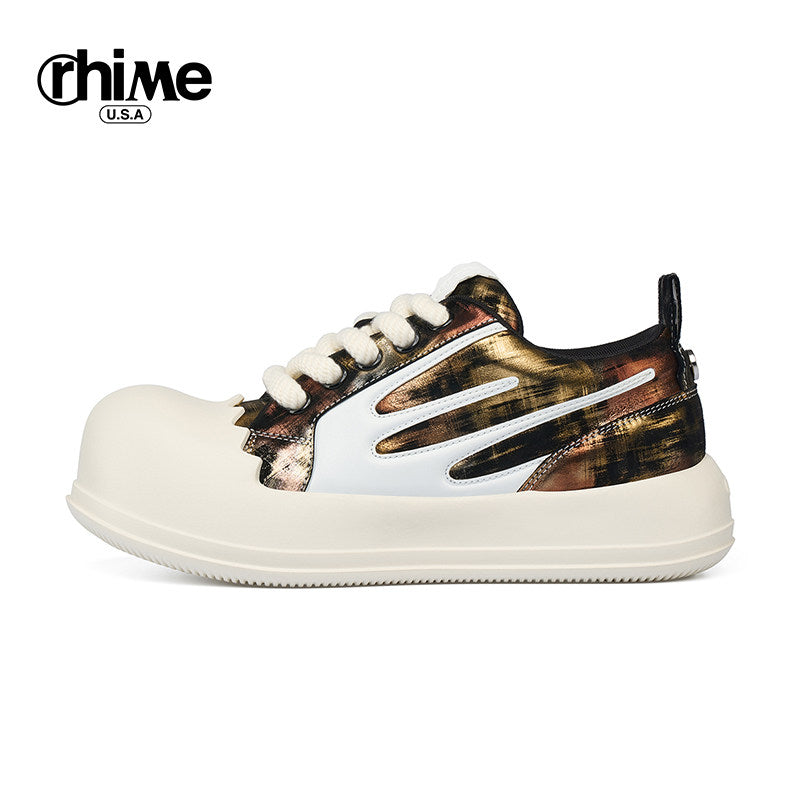 RHIME USA Elevated Thick Sole Distressed Canvas Egg Toe Sneaker