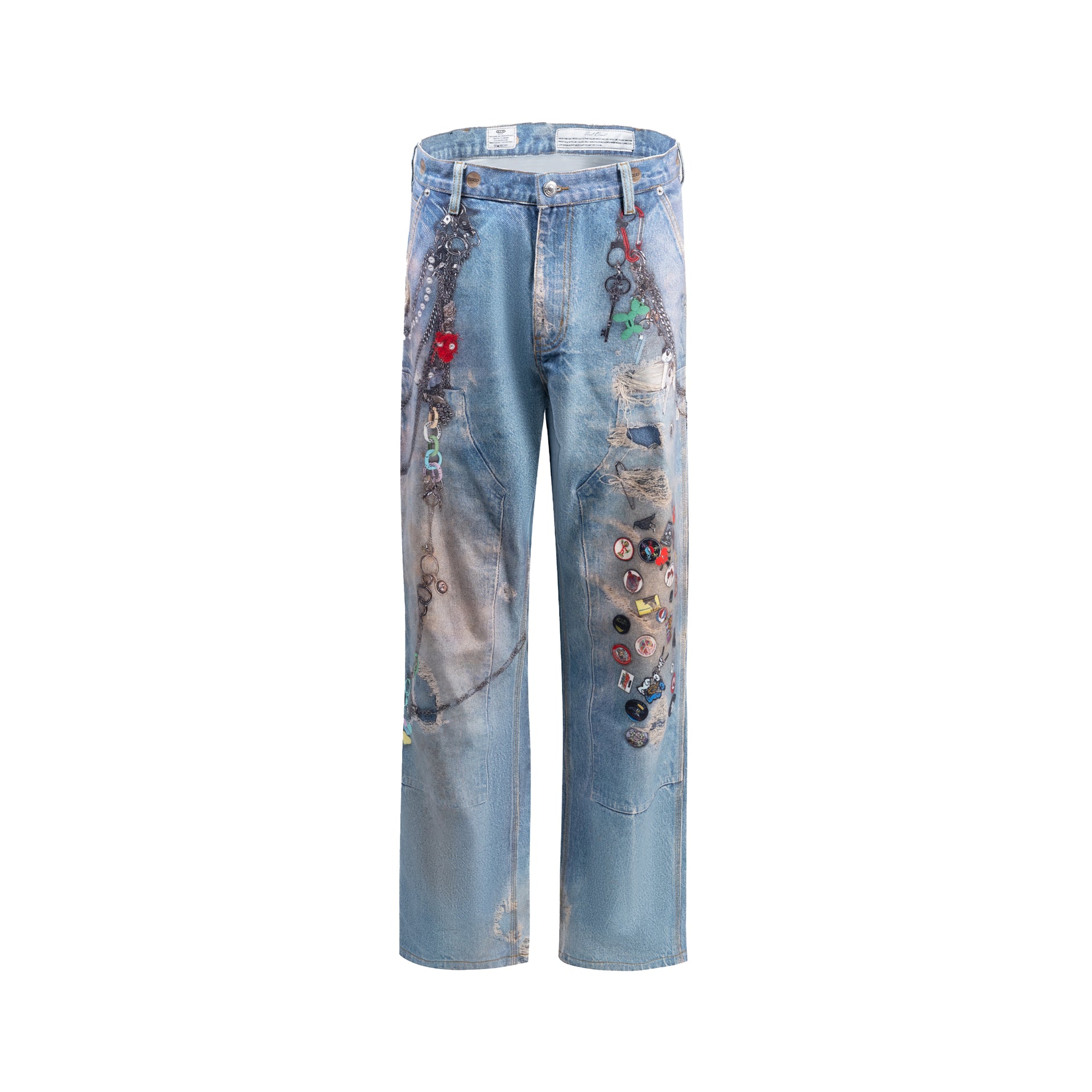 GOODBRAND Wave Whisperer Badge Print Denim Pants - Blue XS-XL
