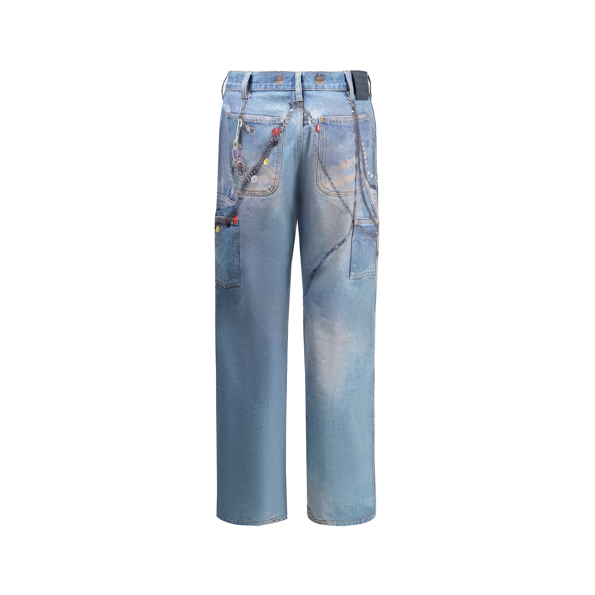 GOODBRAND Wave Whisperer Badge Print Denim Pants - Blue XS-XL